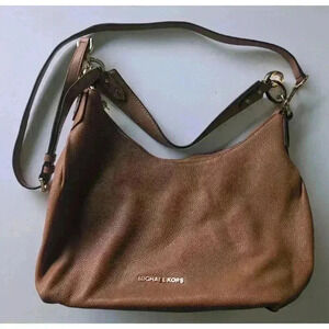 Michael Kors Acorn Convertible Shoulder Bag Gold Hardware Brown Leather Isabella